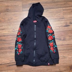 Zipped embroidered hoodie L